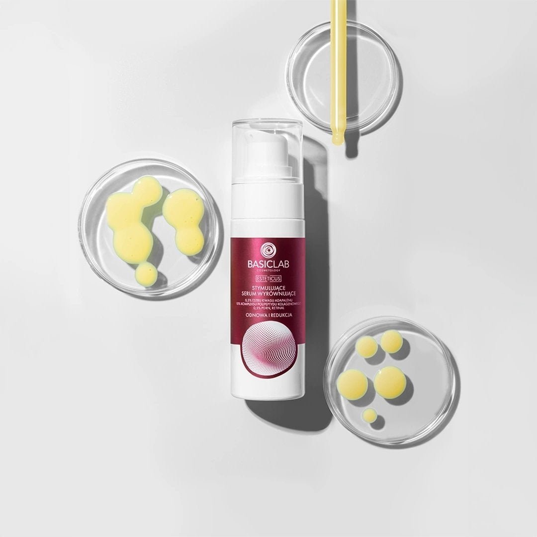 ESTETICUS Stimulating levelling serum, 0.5% adapalene acid ester, 10% collagen polypeptide complex, 0.5% PDRN, retinal 30ml - BasicLab - Vesa Beauty