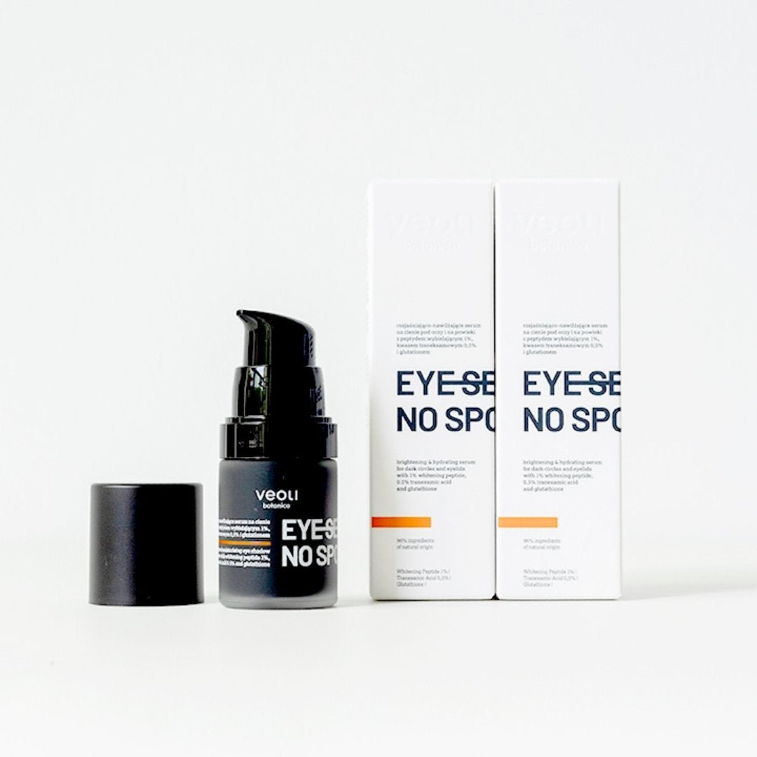 EYE SEE NO SPOTS brightening & hydrating serum for dark circles & eyelids with 1% whitening peptide, 0.5% tranexamic scid & glutathione 15ml - Veoli Botanica - Vesa Beauty