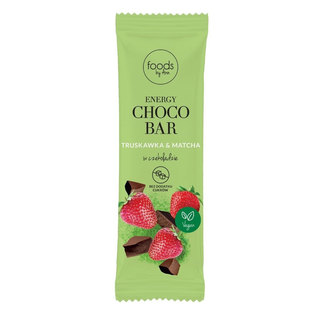 Foods by Ann Energy Choco Bar Strawberry & Matcha in chocolate 35g - Foods by Ann - Vesa Beauty