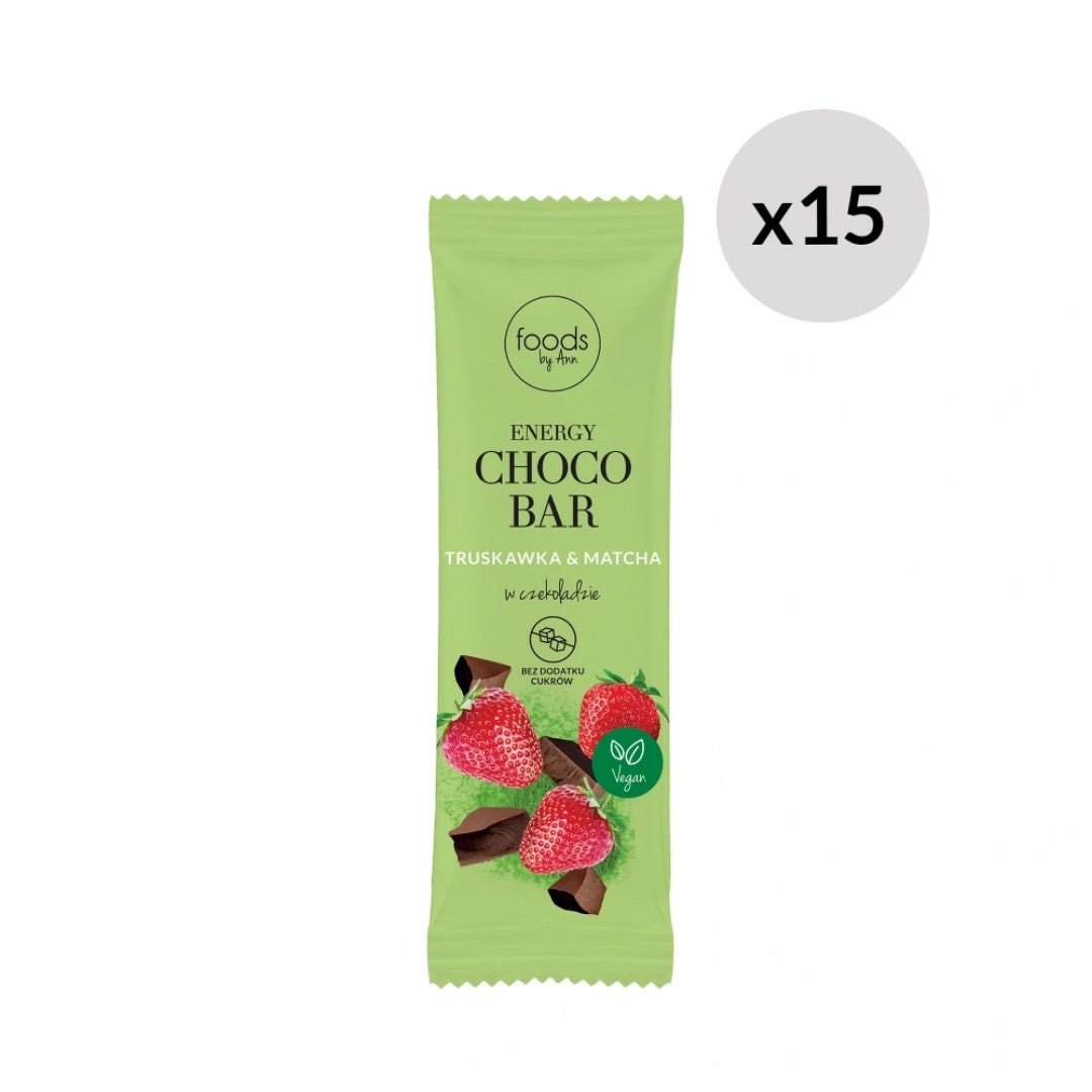 Foods by Ann Energy Choco Bar Strawberry & Matcha in chocolate 35g - Foods by Ann - Vesa Beauty