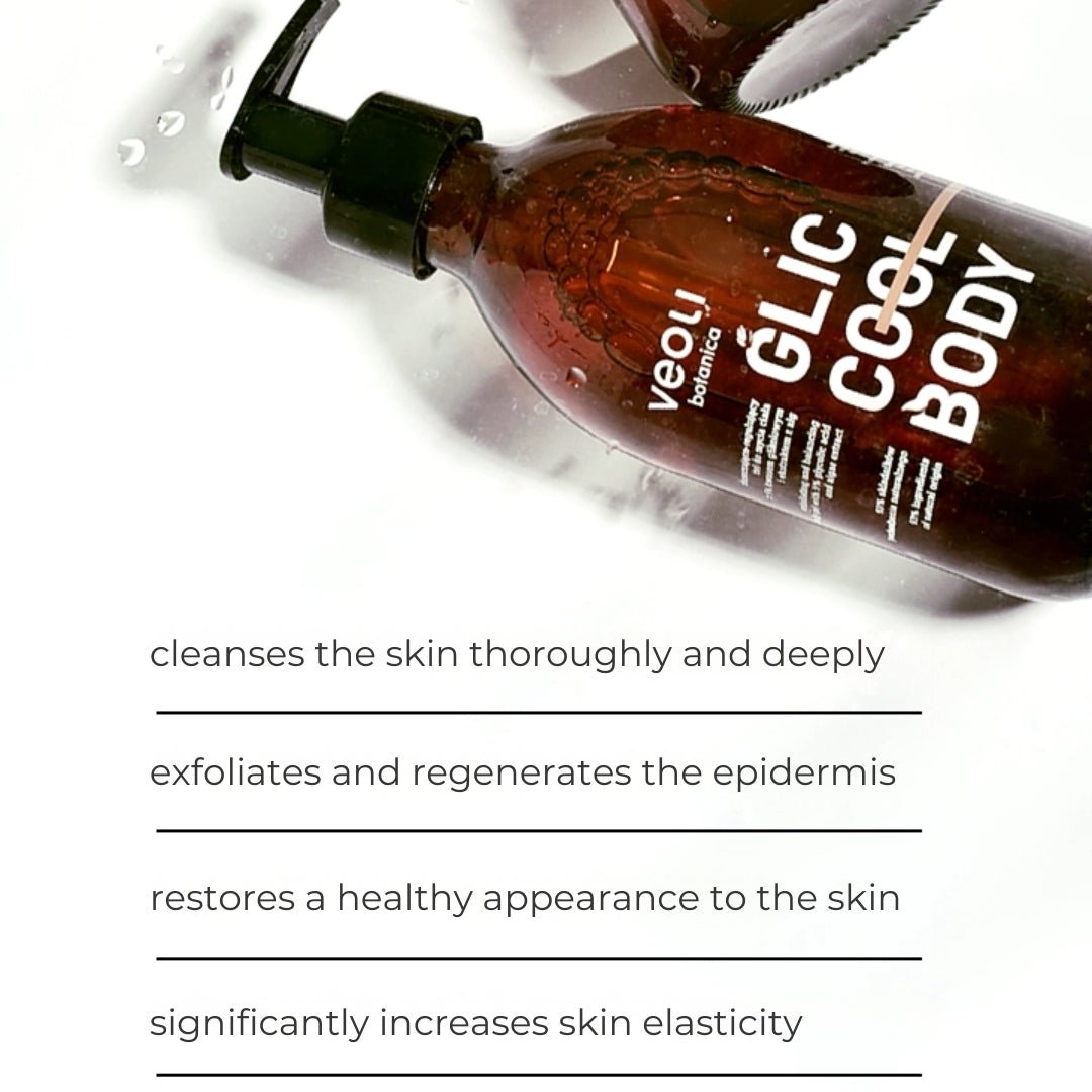 GLIC COOL BODY Exfoliating and balancing body gel with 5% glycolic acid and algae extract 280ml - Veoli Botanica - Vesa Beauty