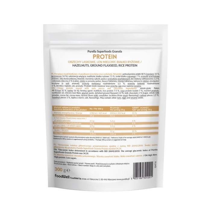 Natural Cosmetics Granola Protein - hazelnut, graund flaxseed, rice protein 300g