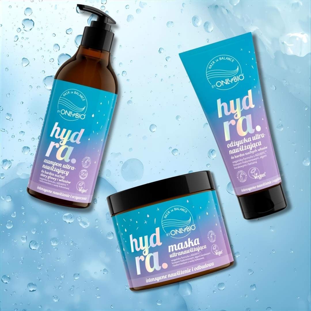 Hair in Balance HYDRA - SET Deep Moisture: shampoo 400ml +conditioner 200ml +mask 400ml - OnlyBio - Vesa Beauty