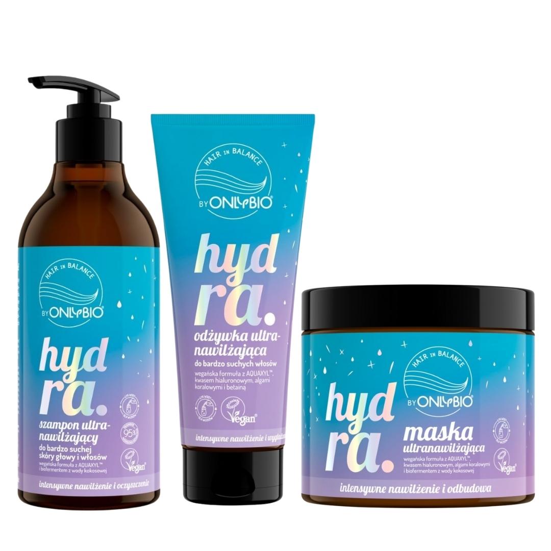 Hair in Balance HYDRA - SET Deep Moisture: shampoo 400ml +conditioner 200ml +mask 400ml - OnlyBio - Vesa Beauty