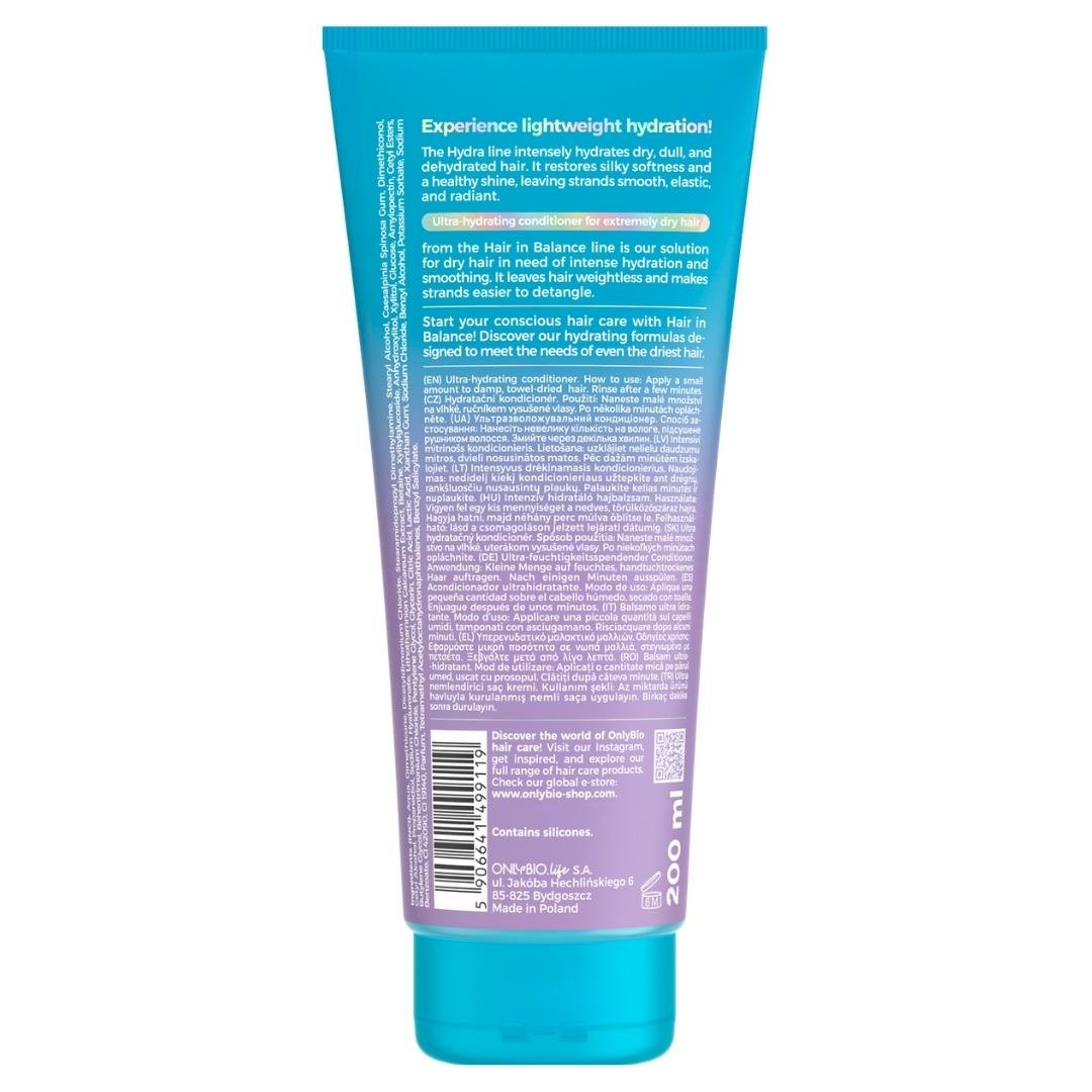 Hair in Balance HYDRA Ultra-Hydrating Conditioner for Extremely Dry Hair 200ml - OnlyBio - Vesa Beauty