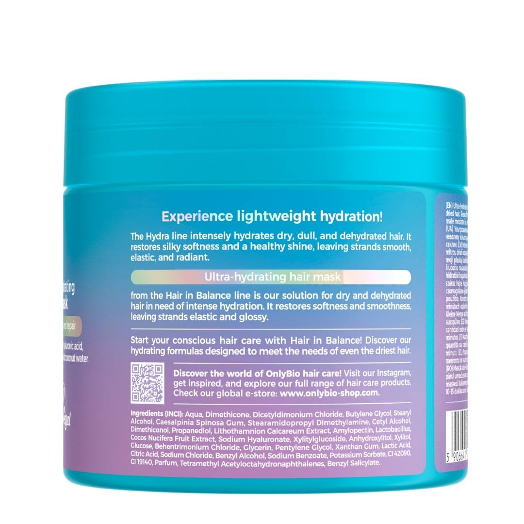 Hair in Balance HYDRA Ultra-Hydrating Mask 400ml - OnlyBio - Vesa Beauty