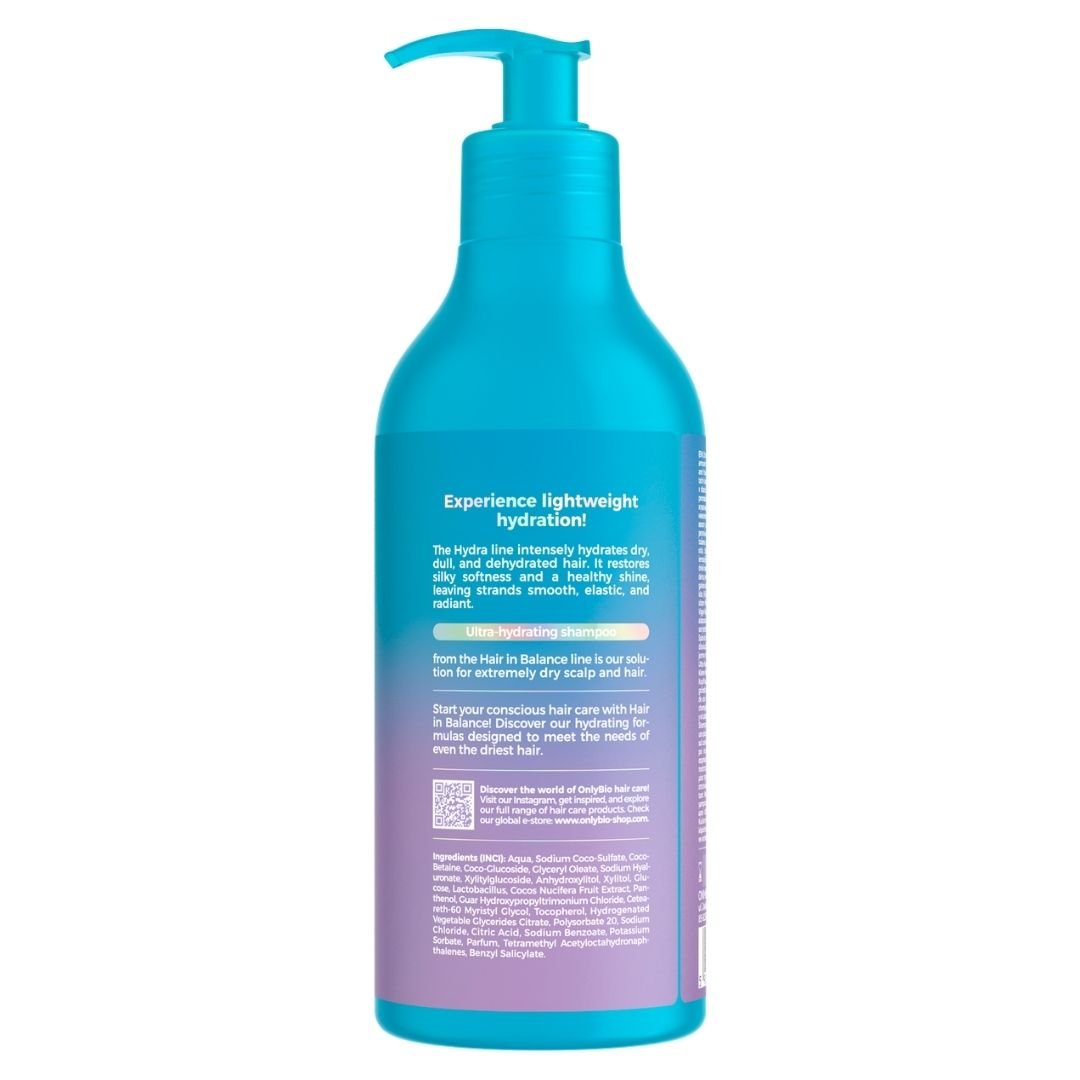 Hair in Balance HYDRA Ultra-Hydrating Shampoo for Extremely Dry Scalp &amp; Hair 400ml - OnlyBio - Vesa Beauty