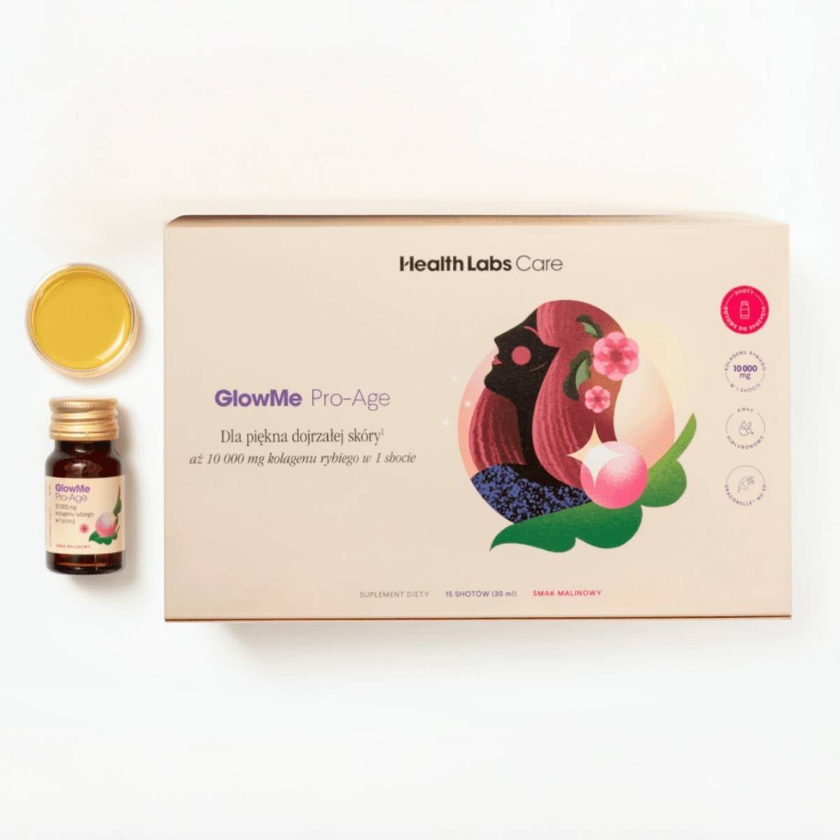 HealthLabs Care GlowMe Pro - Age (raspberry) - Collagen shots for mature skin 15shots - HealthLabs Care - Vesa Beauty