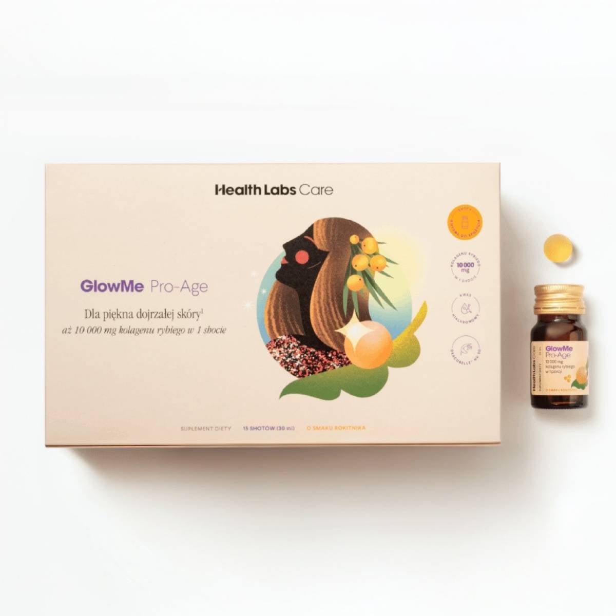 HealthLabs Care GlowMe Pro - Age (sea buckthorn) - Collagen shots for mature skin 15shots - HealthLabs Care - Vesa Beauty