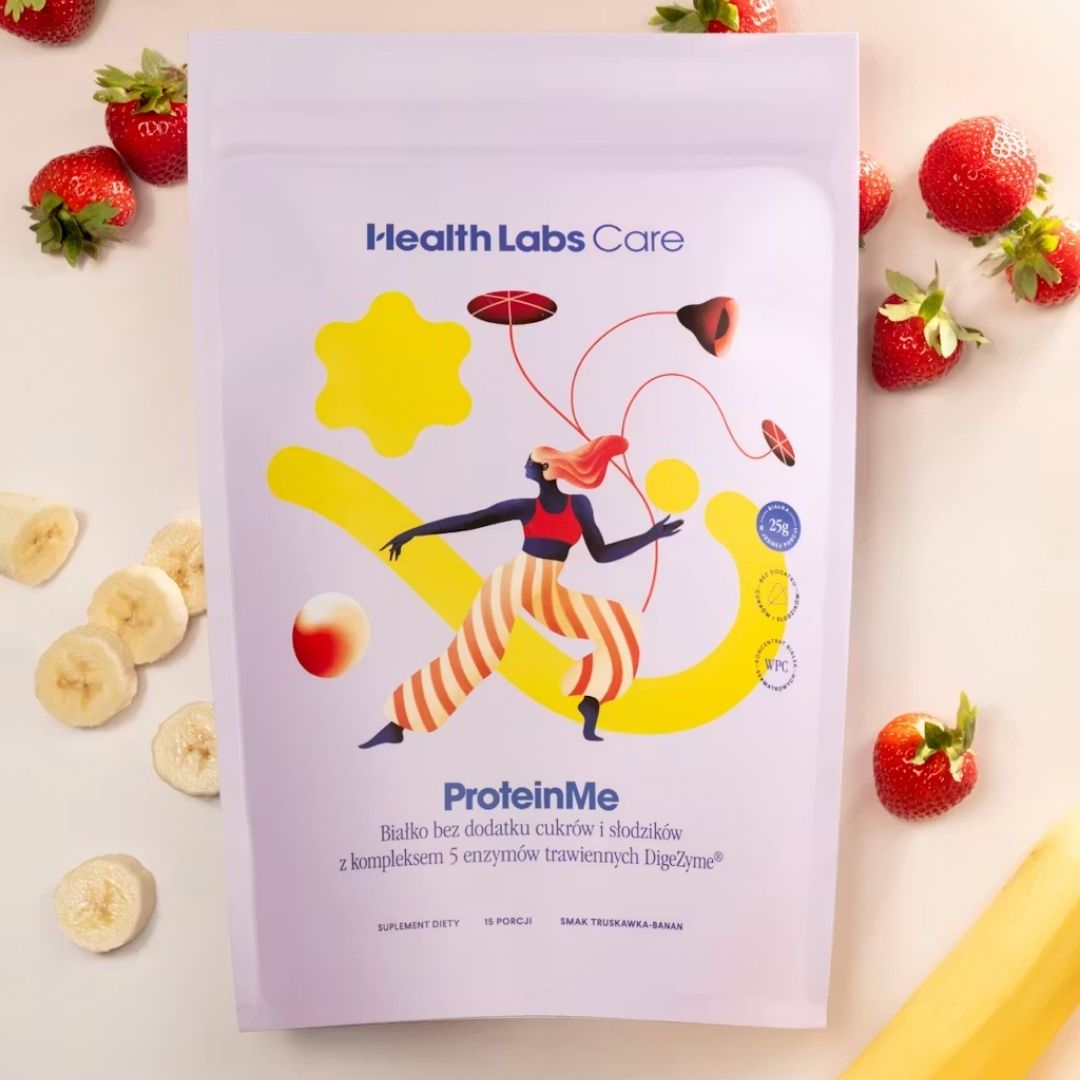 HealthLabs Care ProteinMe (strawberry-banana) - WPC protein with digestive enzymes with no added sugars or sweeteners 472,5g - HealthLabs Care - Vesa Beauty