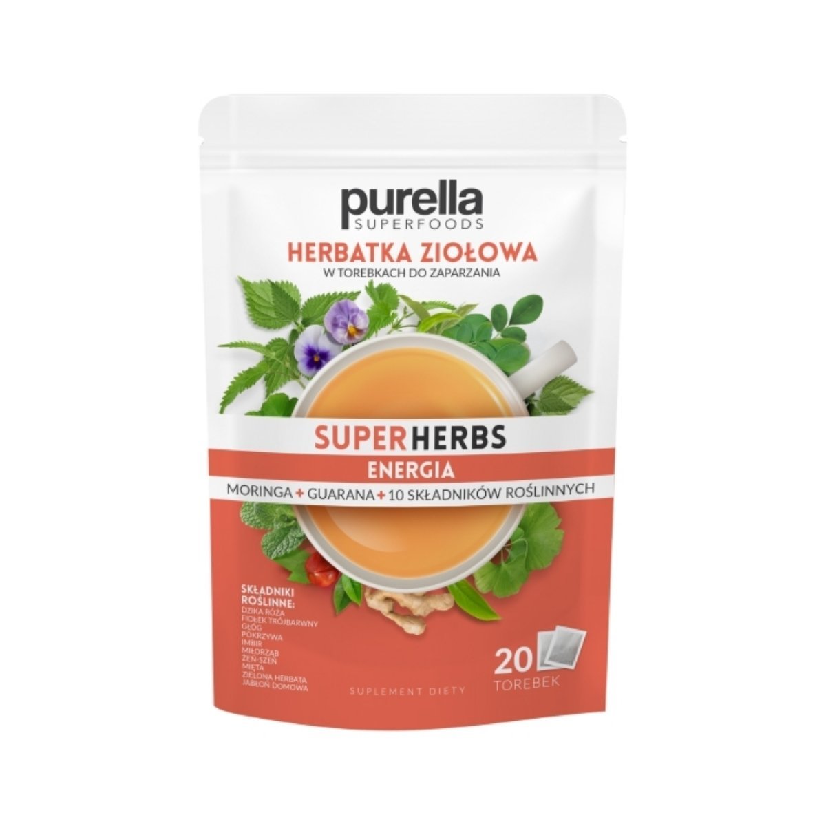 Herbal Infusion - Energy Superherbs (20x 1.75g) - Purella Superfoods - Vesa Beauty