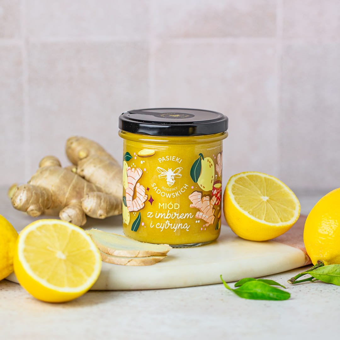 Honey with ginger & lemon 430g - Sadowski Bee Gardens - Vesa Beauty