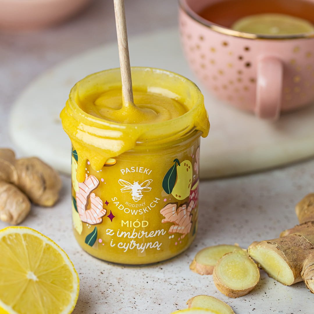 Honey with ginger & lemon 430g - Sadowski Bee Gardens - Vesa Beauty