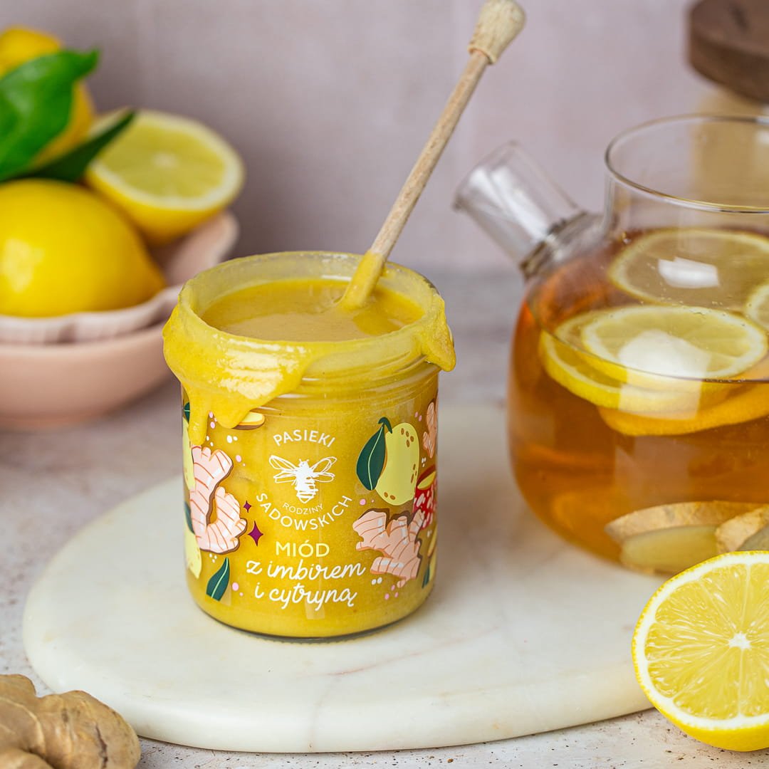 Honey with ginger & lemon 430g - Sadowski Bee Gardens - Vesa Beauty