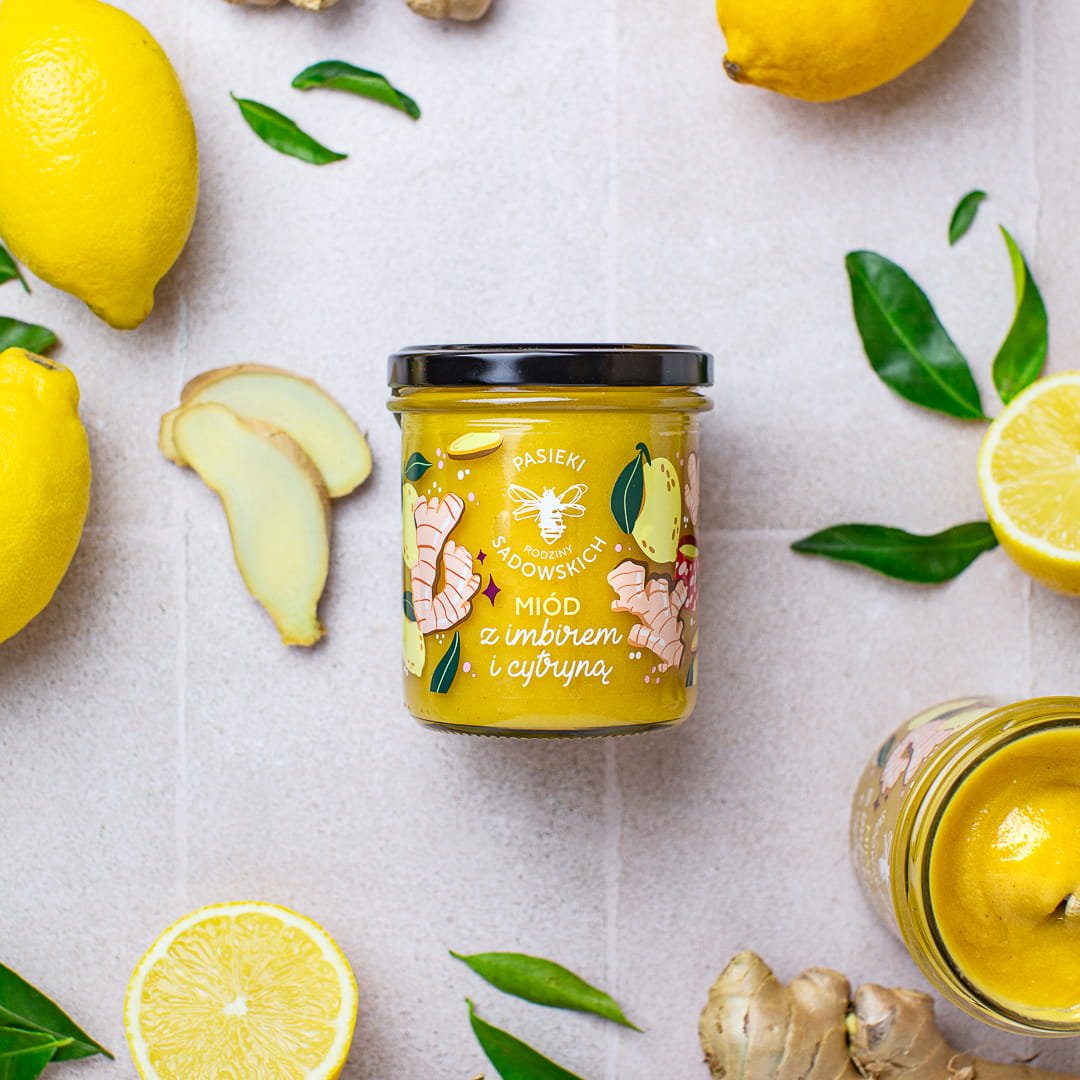 Honey with ginger & lemon 430g - Sadowski Bee Gardens - Vesa Beauty