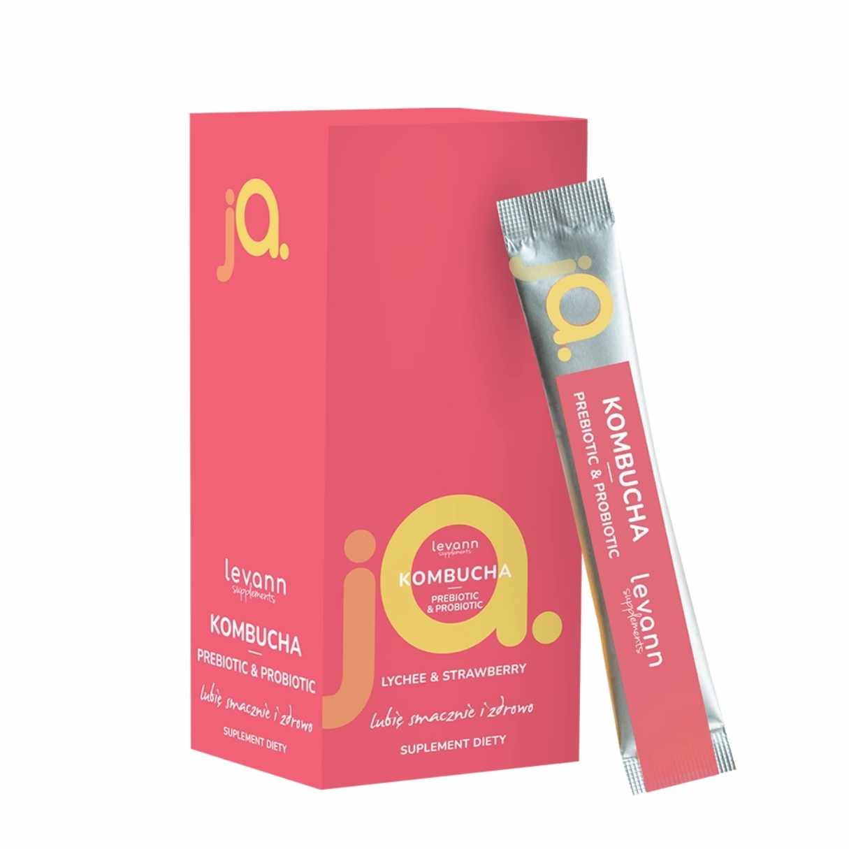"jA" Kombucha Prebiotic & Probiotic - Lychee & Strawberry 10 sachets - Levann - Vesa Beauty