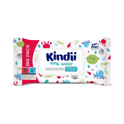 Kindii 99% Water - Wet wipes for infants and babies 100pcs - Kindii - Vesa Beauty