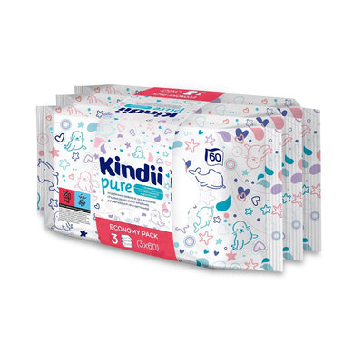 Kindii Pure - Wet wipes 3x60pcs - Kindii - Vesa Beauty