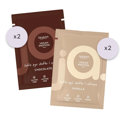 LEVANN "jA" Set of vegan proteins in sachets 2x Chocolate, 2x Vanilla - Foods by Ann - Vesa Beauty