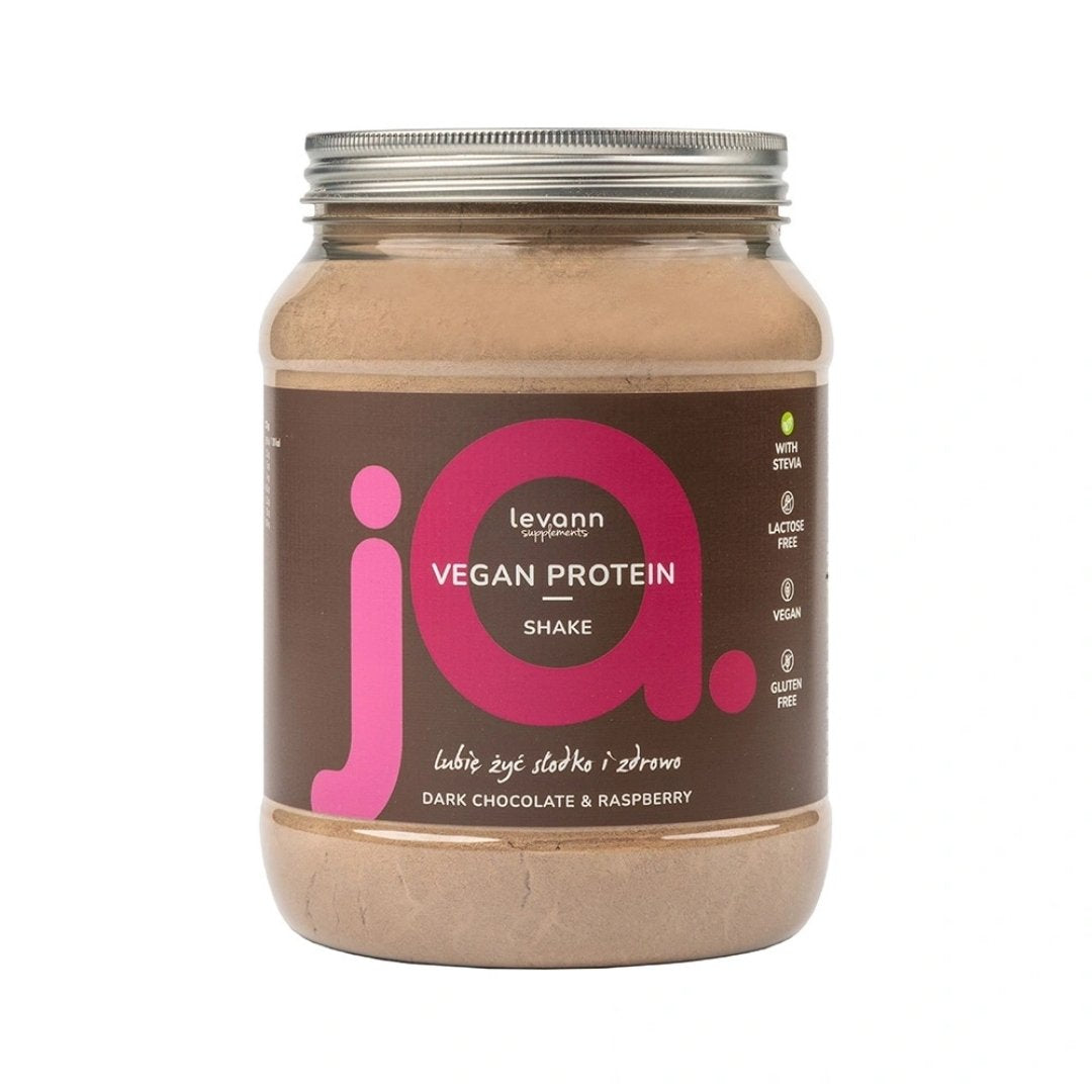 Natural Cosmetics Levann "jA" Vegan Protein Shake - Dark Chocolate & Raspberry 500g