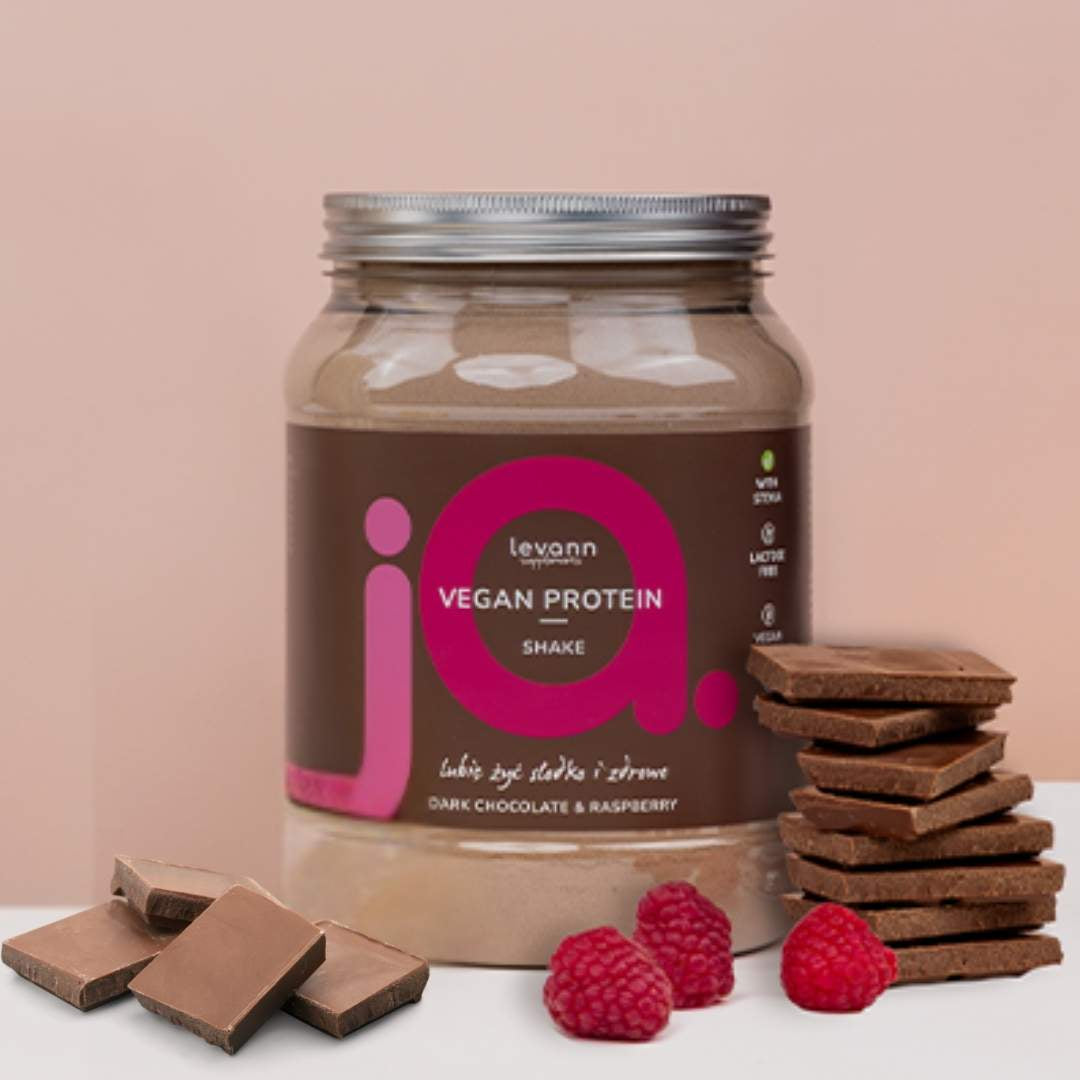 Natural Cosmetics Levann "jA" Vegan Protein Shake - Dark Chocolate & Raspberry 500g