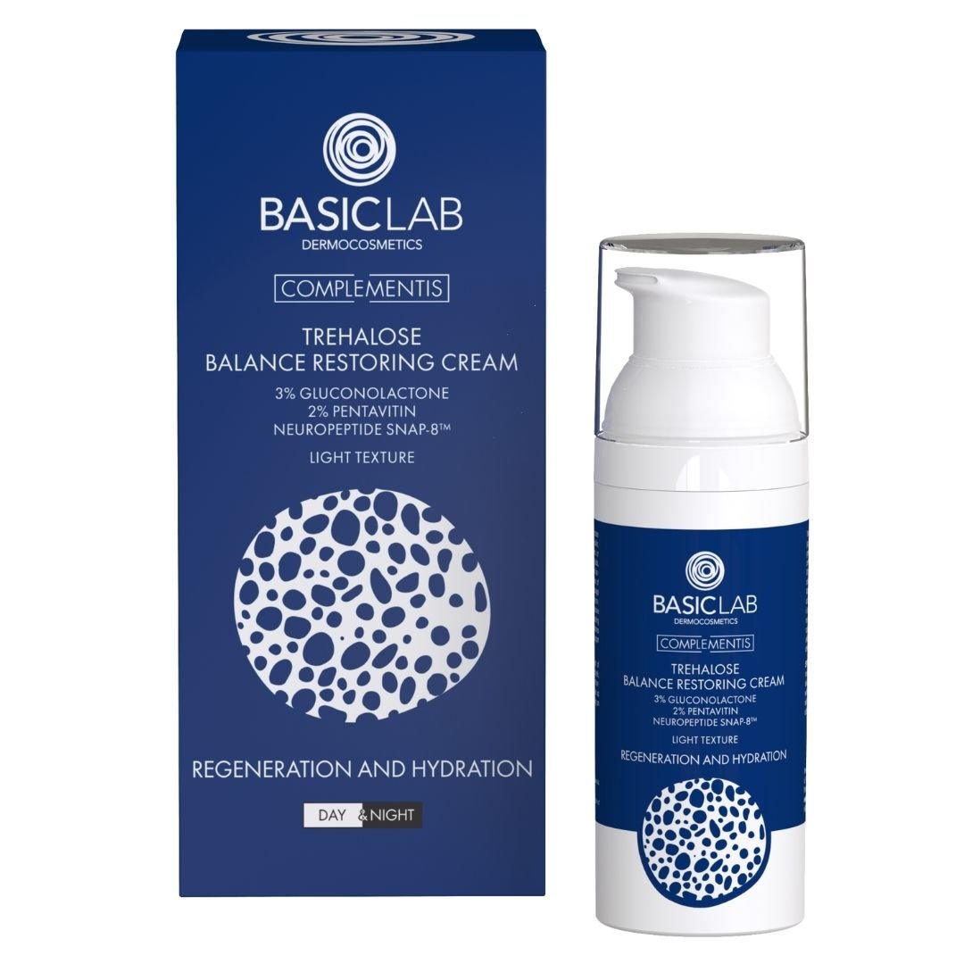 Light Trehalose Balance Restoring Cream - 3% Gluconolactone, 2% Pentavitin, Neuropeptide SNAP - 8™ 50ml - BasicLab - Vesa Beauty