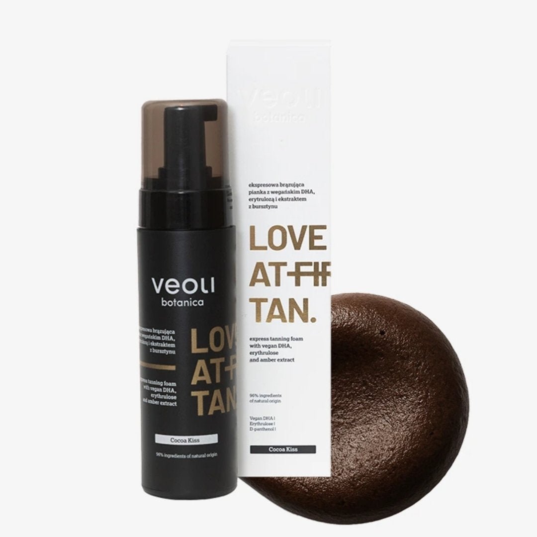 LOVE AT FIRST TAN COCOA KISS Express Tanning Foam with vegan DHA, erythrulose and amber extract 200ml - Veoli Botanica - Vesa Beauty