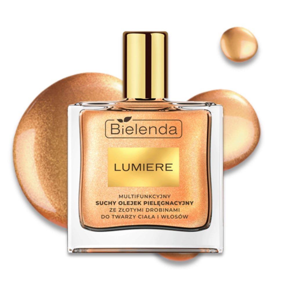 LUMIERE Multifunctional dry care oil with golden particles for face, body & hair 50ml - Bielenda - Vesa Beauty