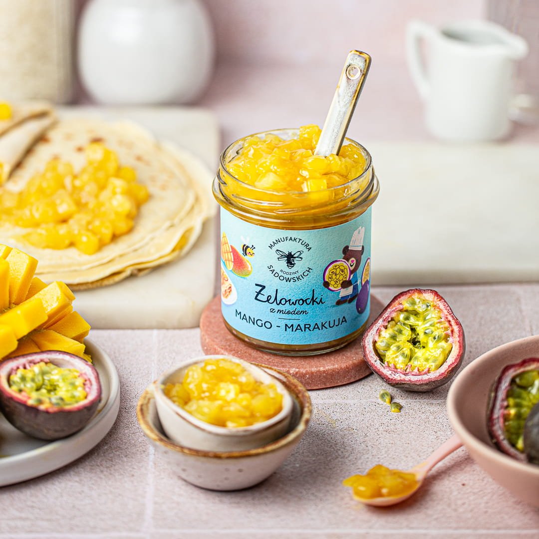 Mango & Passion fruit in gel with Honey "Żelowocki" 320g - Sadowski Bee Gardens - Vesa Beauty