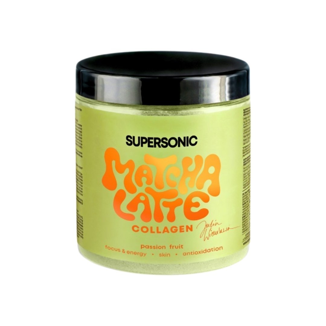 Matcha Latte Collagen PASSION FRUIT - focus & energy, skin, antioxidation 280g - SUPERSONIC - Vesa Beauty