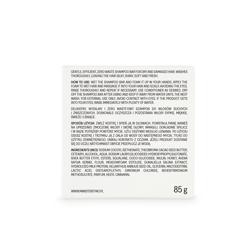 MILK - HONEY - OAT: Emollient & Protein Rich Shampoo Bar 85g - Ministerstwo - Vesa Beauty