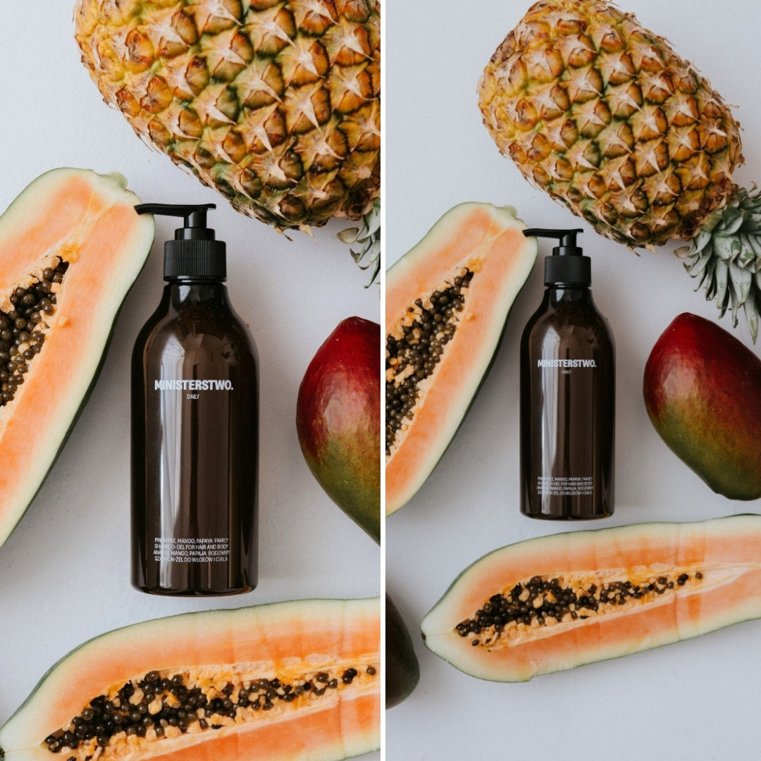 Natural Cosmetics Ministerstwo DAILY pineapple, mango, papaya: Family Shampoo-Gel for Hair & Body 400ml
