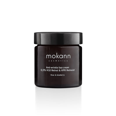 Mokann Anti-wrinkle face cream 0.5% H10 Retinol and HPR Retinoid (complex) ROSE & BLUEBERRY 60ml - Mokosh - Vesa Beauty