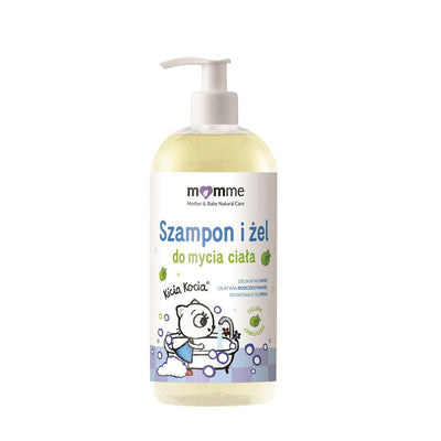 Momme 2in1 Shampoo & Wash Gel Kitty Kotty - Green Apple 500ml - Momme - Vesa Beauty