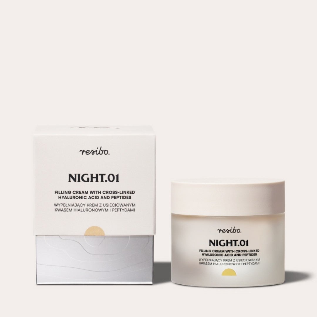 NIGHT.01 filling cream with cross - linked hyaluronic acid & peptides 50ml - Resibo - Vesa Beauty