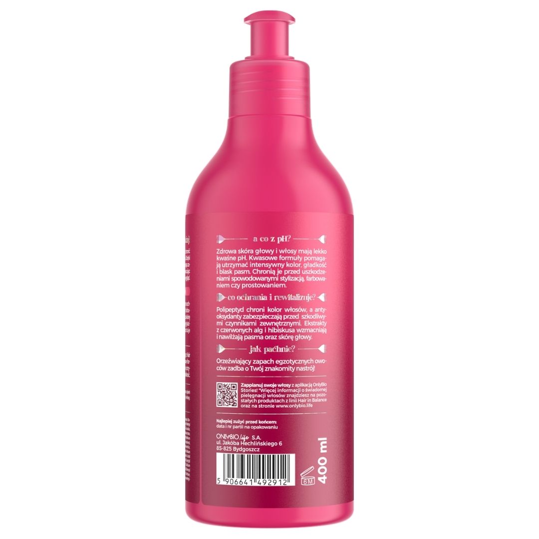 OnlyBio Hair in Balance COLOUR - Shampoo to protect the colour of toned, coloured and bleached hair  400ml