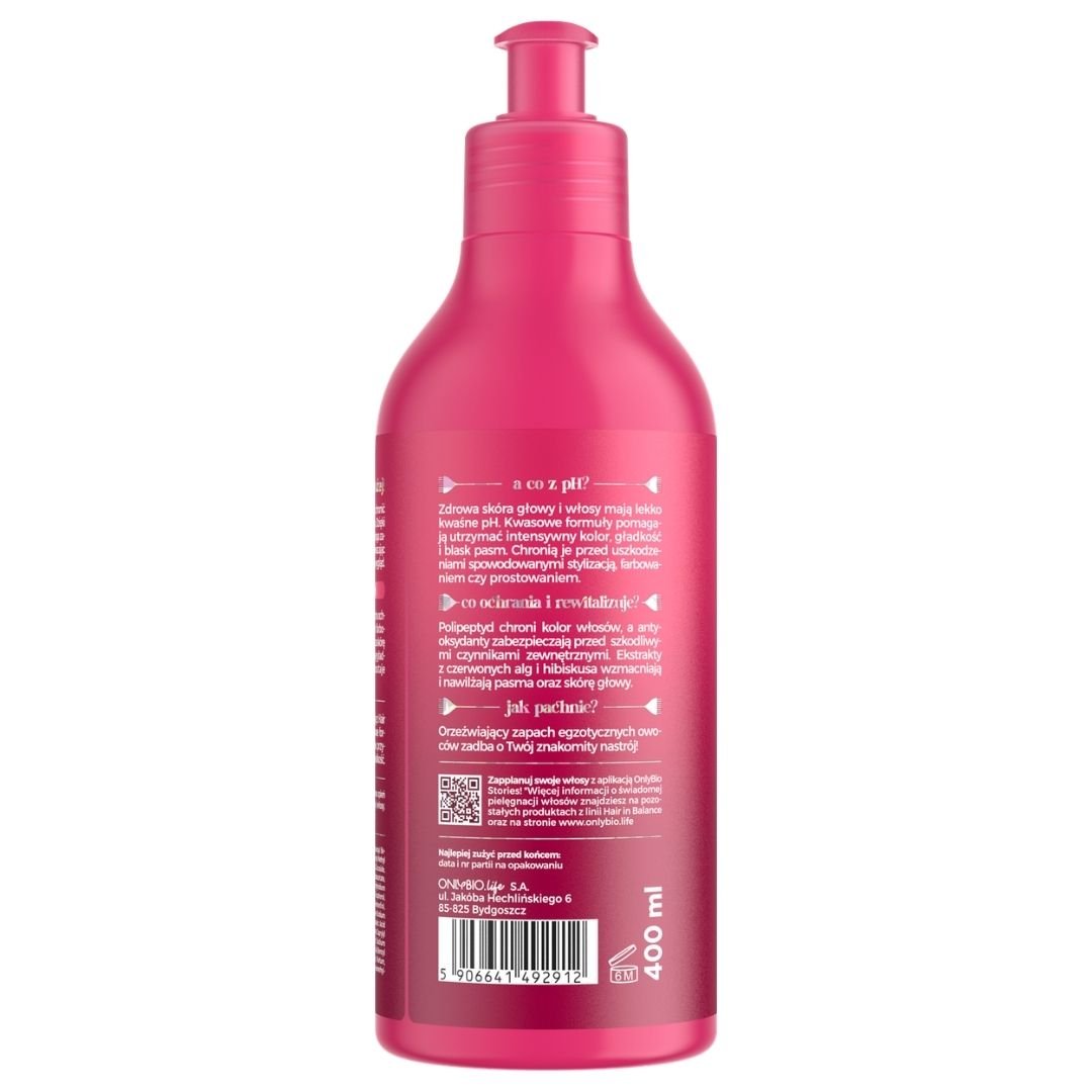 OnlyBio Hair in Balance COLOUR - Shampoo to protect the colour of toned, coloured and bleached hair 400ml - OnlyBio - Vesa Beauty