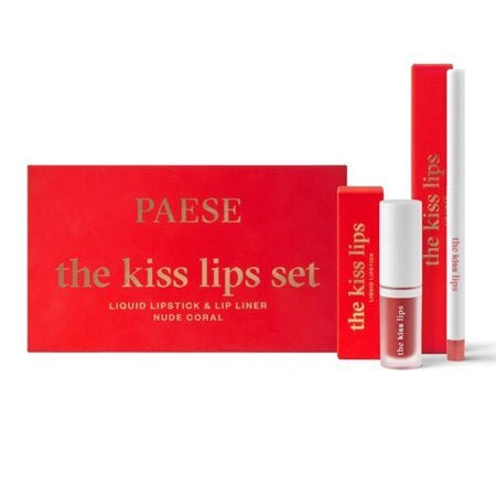 PAESE THE KISS LIPS SET - Liquid Lipstick & Lip Liner - 02 Nude Coral - PAESE - Vesa Beauty