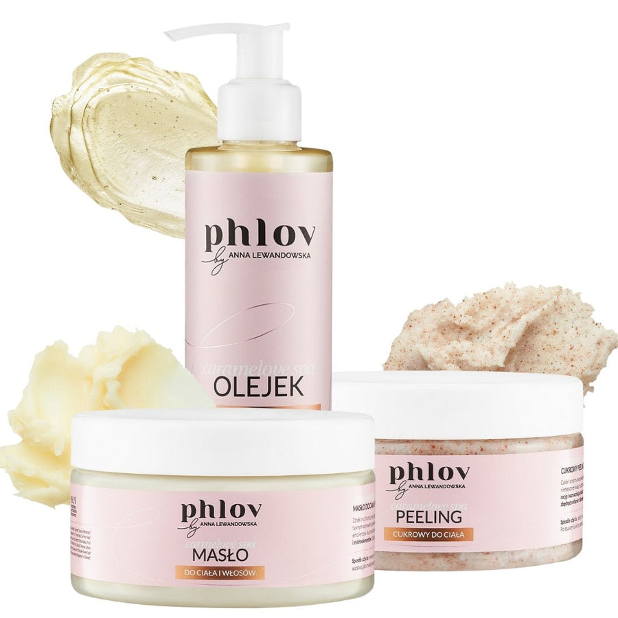 Phlov Set CARMELOVE SPA shower oil, body & hair butter i body scrub - Phlov - Vesa Beauty