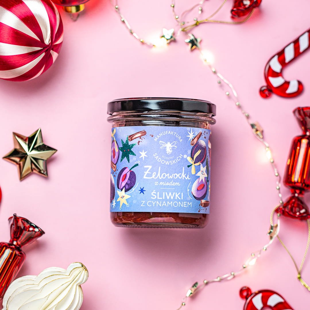 Natural Cosmetics Sadowski Bee Gardens Plums with cinnamon in gel with Honey "Żelowocki" 320g