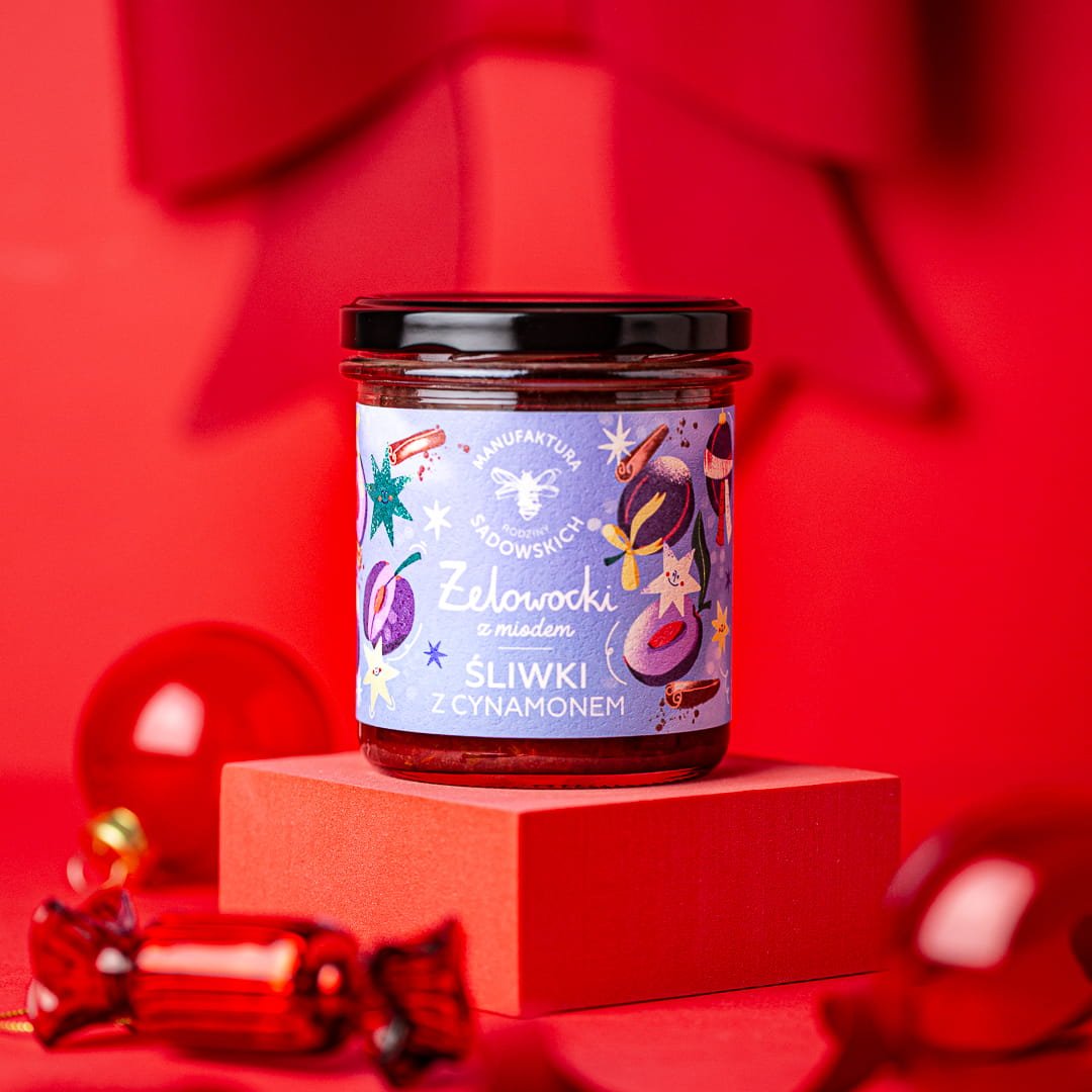 Natural Cosmetics Sadowski Bee Gardens Plums with cinnamon in gel with Honey "Żelowocki" 320g