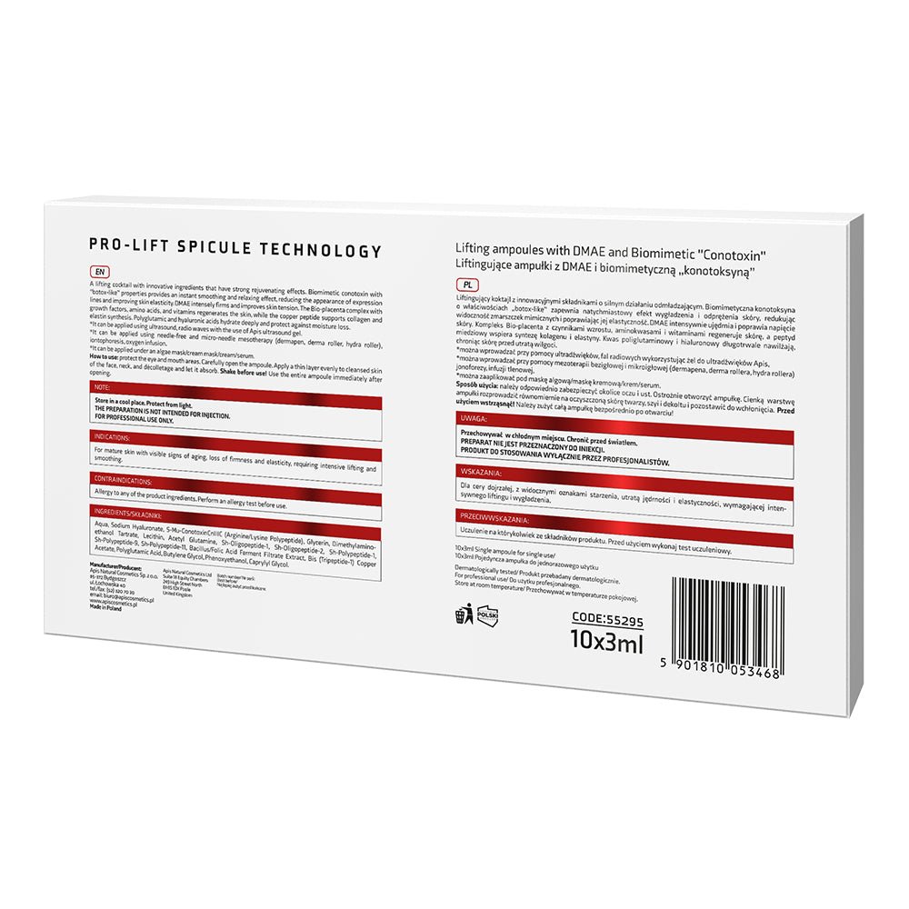 PRO - LIFT SPICULE TECHNOLOGY - Lifting ampoules with DMAE and biomimetic "conotoxin" 10x3ml - APIS - Vesa Beauty