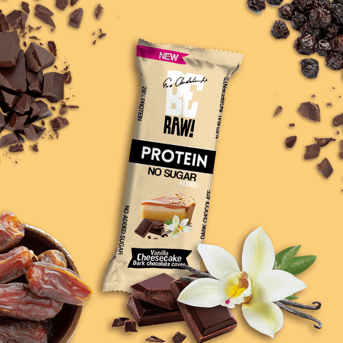 Protein 28% Bar - Vanilla Cheesecake dark chocolate covered 40g - Be Raw - Vesa Beauty