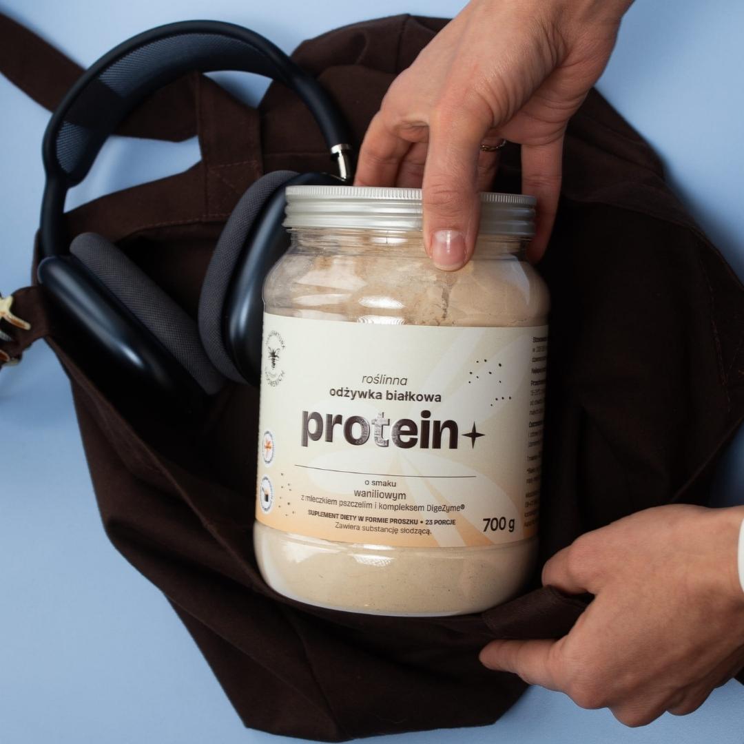 PROTEIN+ plant - based protein supplement with vanilla flavour and royal jelly 700g - Sadowski Bee Gardens - Vesa Beauty