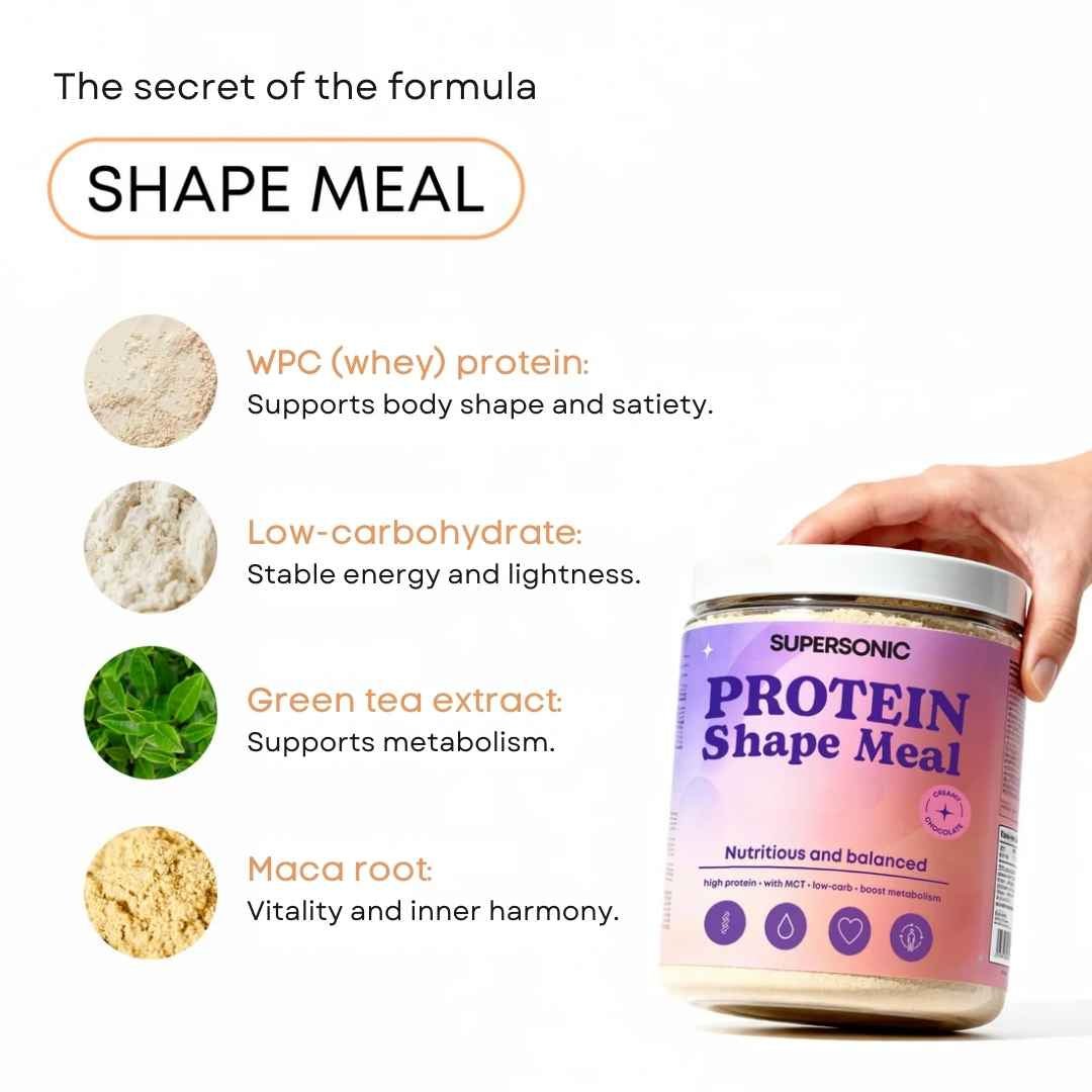 Protein Shape Meal - Creamy Chocolate 600g | high protein, low - carb, with MCT - SUPERSONIC - Vesa Beauty
