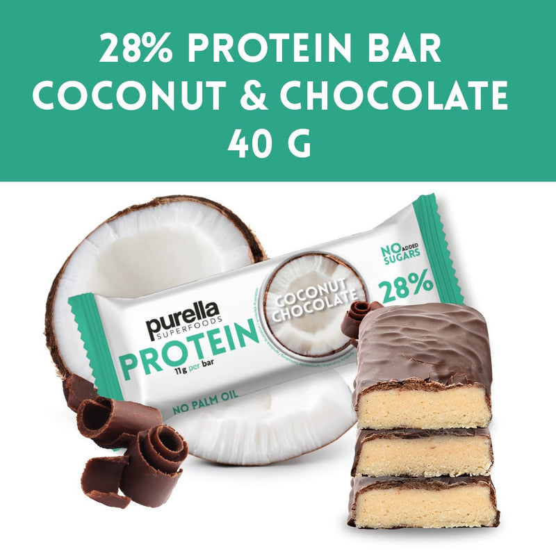 Purella 28% Protein Bar Coconut Chocolate 40g - Purella Superfoods - Vesa Beauty