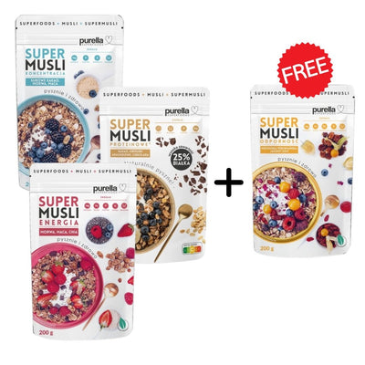 Purella 3+1 FREE Super Muesli MIX: Energy, Protein, Focus, Immune - Purella Superfoods - Vesa Beauty