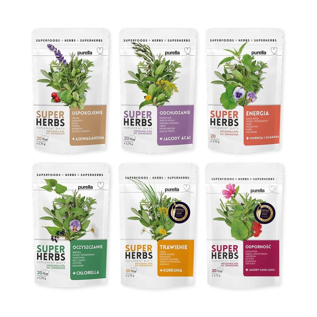 Purella Superherbs MIX set - 6 different flavours - Purella Superfoods - Vesa Beauty