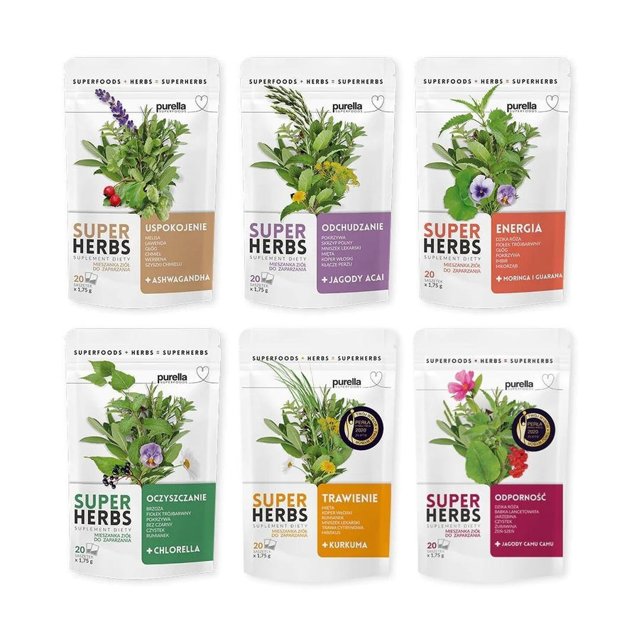 Purella Superherbs MIX set - 6 different flavours - Purella Superfoods - Vesa Beauty