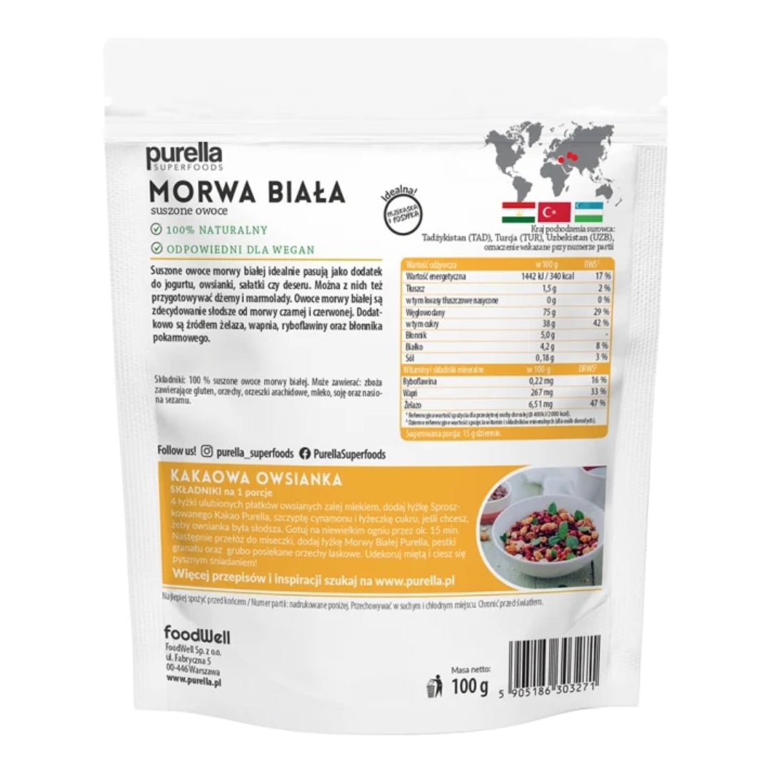 Purella White Mulberry - Iron + Calcium 100g - Purella Superfoods - Vesa Beauty